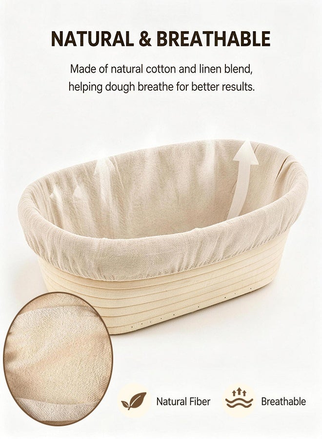 2 Pack Oval Linen Cotton Proofing Basket Liner Reusable Washable Dough Banneton Cloth Cover For Home Bread Baking - Image 2