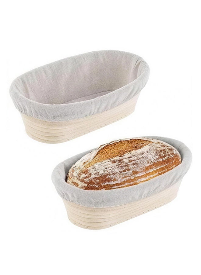 2 Pack Oval Linen Cotton Proofing Basket Liner Reusable Washable Dough Banneton Cloth Cover For Home Bread Baking - Image 1