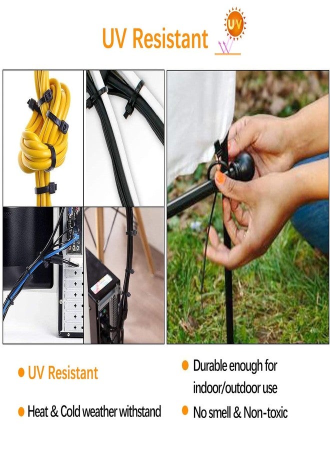 SOOOEC 100 Pack Reusable Zip Ties Assorted Sizes 6+8+10+12 Inch UV Resistant, Black Zip Ties Heavy Duty Outdoor Releasable Round Ending No Hurt, Cable Ties Reusable Tie Wraps Indoor Non Slip Off - Image 5