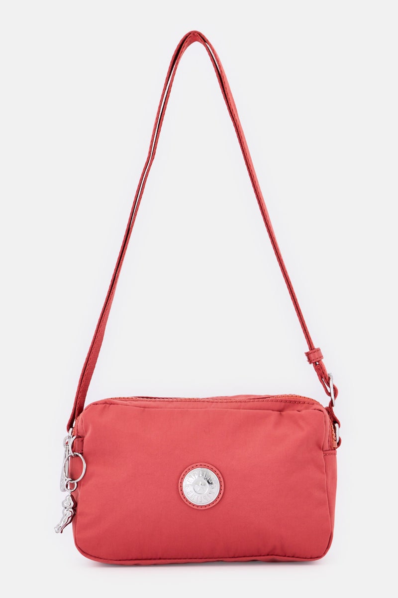 kipling حقيبة كتف نسائية بشعار العلامة التجارية، بني صدئ - Image 1