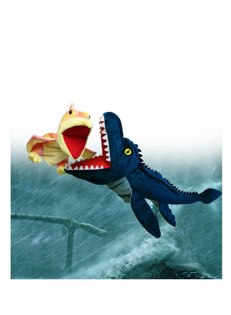 Mosasaurus Dinosaur Hand Puppet Soft Plush Toy for Kids Creative Role Play Birthday Gift Open Mouth Design - Image 5