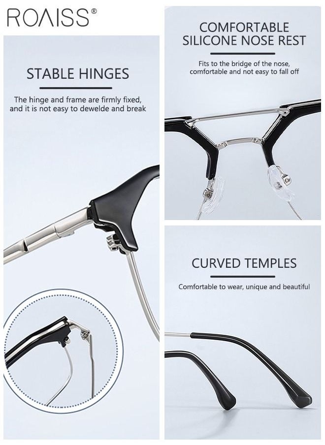 roaiss Blue Light Blocking Glasses Blue Light Filter Computer Reading Gaming TV Phones Browline Frame Eyeglasses Fashion Anti Eyestrain Headache Eyewear for Women Men Black Silver  - Image 5