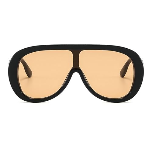 willochra Oversized Pilot Sunglasses Women Fashion Big Frame One Piece Sun Glasses Mask Goggle Trendy Metal Frame Oval Shades (ORANGE) - Image 1