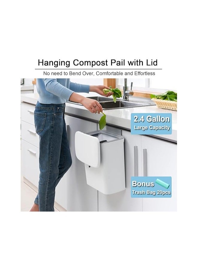 General 2.4 Gallon Kitchen Compost Bin for Counter Top or Under Sink, Hanging Small Trash Can with Lid for Cupboard/Bathroom/Bedroom/Office/Camping, Mountable Indoor Compost Bucket  - Image 2
