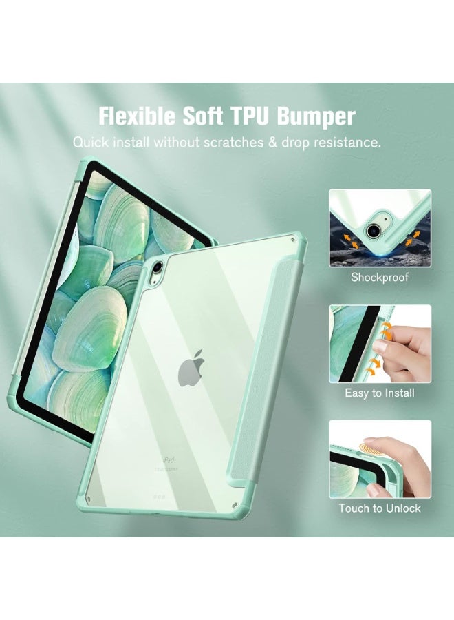 إيفو جراب لجهاز iPad Air 2025 (الجيل السابع) M3 مقاس 11 بوصة مع حامل قلم، غطاء ذكي نحيف مع غطاء خلفي شفاف لجهاز iPad Air 2025 (الجيل السابع) M3 مقاس 11 بوصة، يدعم الشحن اللاسلكي لقلم iPad، خاصية التشغيل/الإيقاف التلقائي - لون أخضر ماتشا - Image 4
