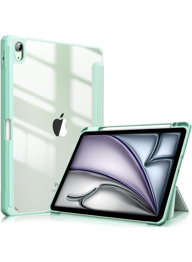 إيفو جراب لجهاز iPad Air 2025 (الجيل السابع) M3 مقاس 11 بوصة مع حامل قلم، غطاء ذكي نحيف مع غطاء خلفي شفاف لجهاز iPad Air 2025 (الجيل السابع) M3 مقاس 11 بوصة، يدعم الشحن اللاسلكي لقلم iPad، خاصية التشغيل/الإيقاف التلقائي - لون أخضر ماتشا - Image 1