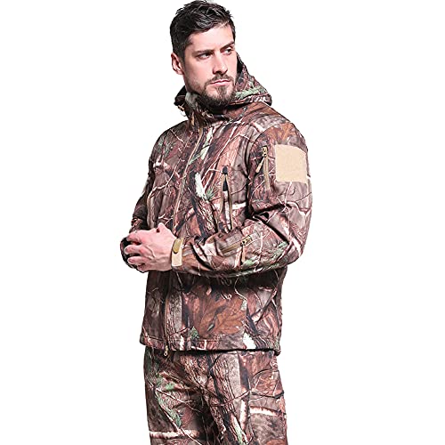 CARWORNIC Mens Camo Quiet Hunting Jacket Waterproof Softshell Fleece Lined Camouflage Silent Hunting Clothes Windproof Outdoor Work Safari Hiking Fishing Coat - Image 3
