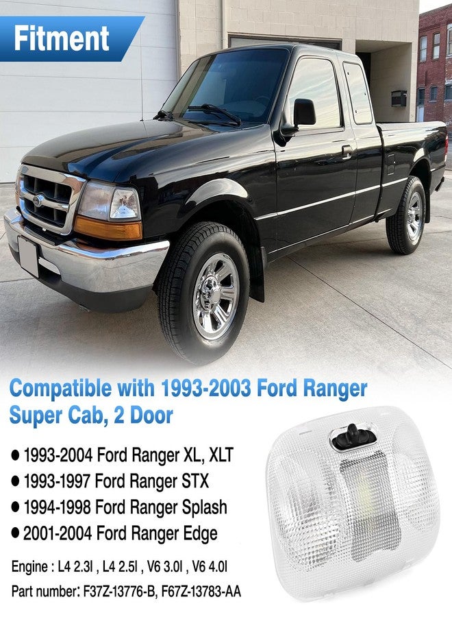 TOP-MAX LED Interior Dome Light Assembly with Cover Fit for Ford Ranger 1993-2004, Overhead Roof Headliner Map Light, Ceiling Reading Light Replaces F37Z-13776-B, F67Z-13783-AA - Image 2