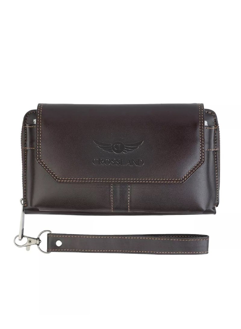 Crossland CROSSLAND Genuine Leather Clutch Handbag For Men With Magnetic and Zipper Closure For Extra Security - Image 1