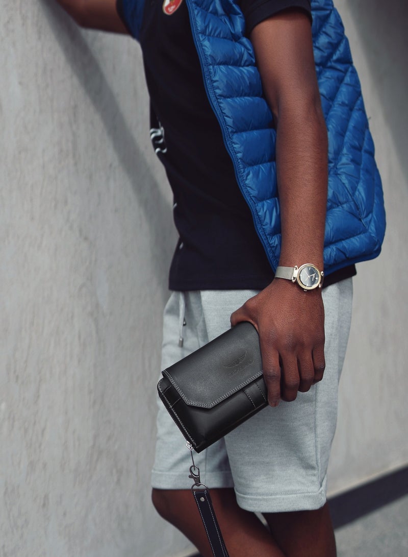 Crossland CROSSLAND Genuine Leather Clutch Handbag For Men With Magnetic and Zipper Closure For Extra Security - Image 4