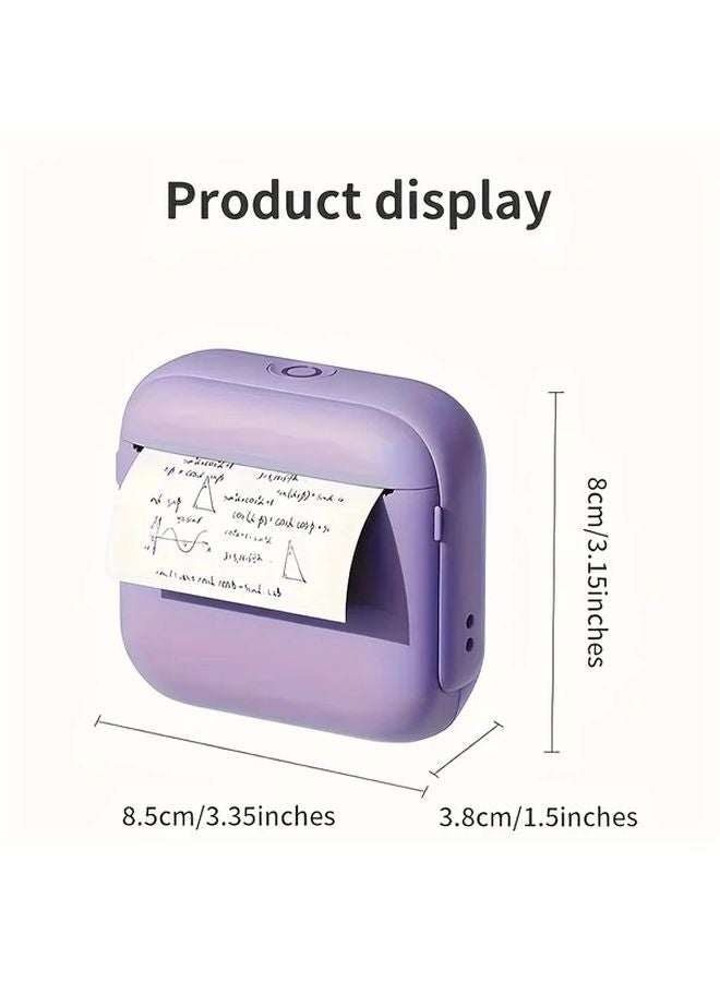 Mini Portable Wireless Thermal Printer Purple with 3 Color 1 Transparent Sticker Rolls - Image 4