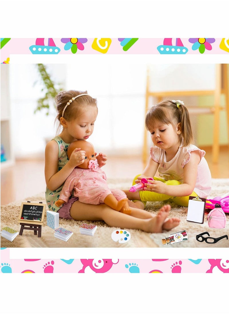 Doll School Supplies Mini Supplies, Backpack Glasses Blackboard Miniature Books Palette Paper Clipboard Pencil Rulers Accessories ( 8 Pieces ) - Image 5