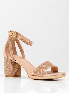 LAMARAPARIS Mukta one band diamante sandal on 7cm heel rose gold  - Image 1