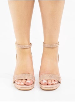 LAMARAPARIS Mukta one band diamante sandal on 7cm heel rose gold  - Image 4