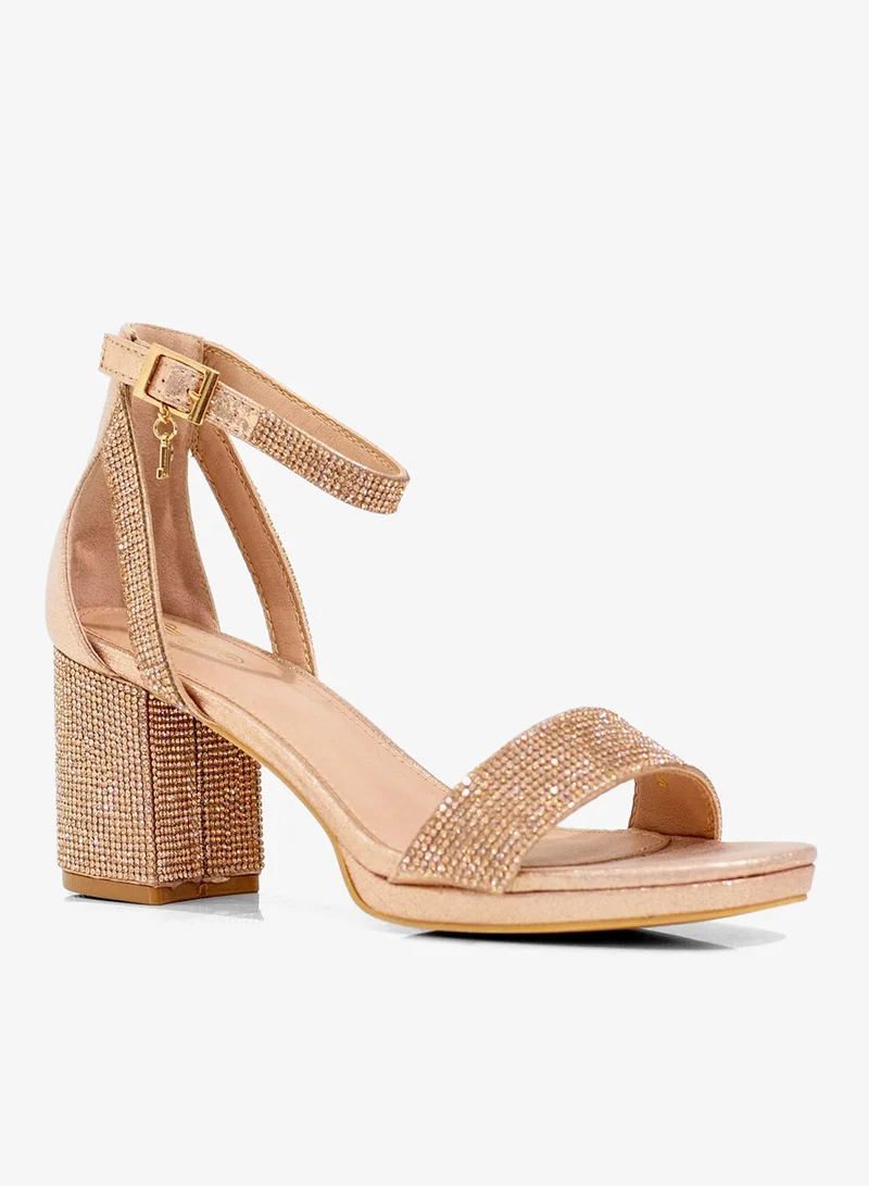 لاماراباريس صندل موكتا فرقة واحدة من الماس بكعب ذهبي وردي