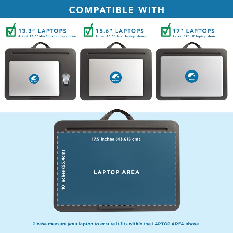 LAPGEAR Original Lap Desk â€“ Fits Up to 17â€³ Laptops â€“ Charcoal â€“ Style No. 45155 - Image 3
