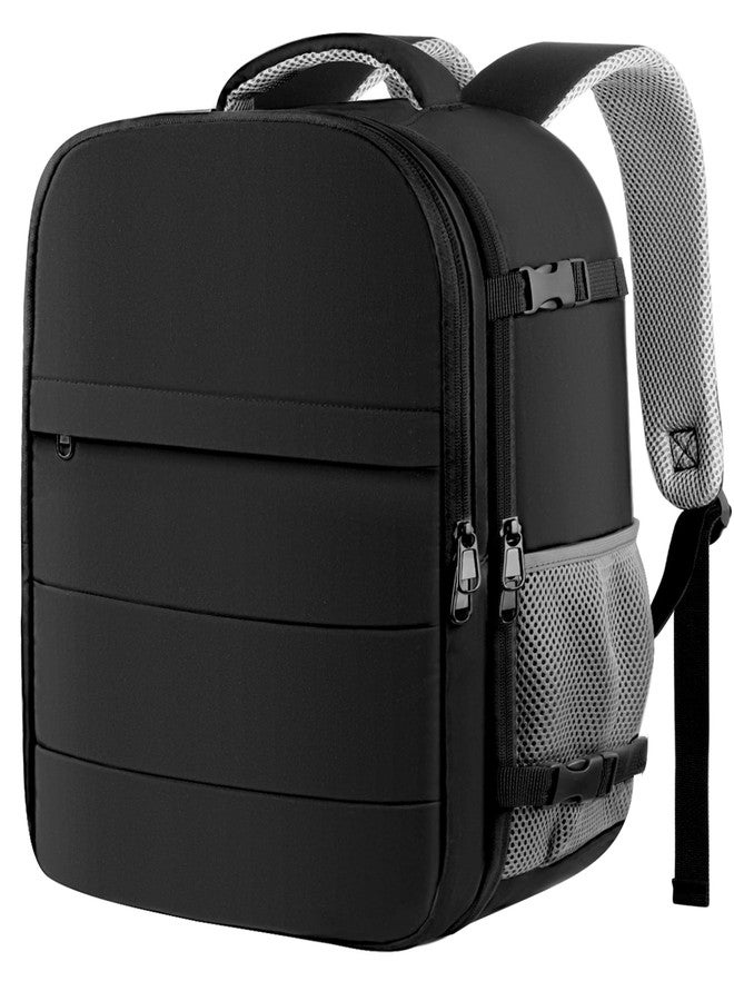 HOTOR Travel Backpack - Flight Approved Travel Bag for Men and Women, Carry on Luggage for 15.6" Laptop and Travel Essentials for Work, Business, Weekender, College 11.8"x7.9"x17.3" (Black) - Image 1