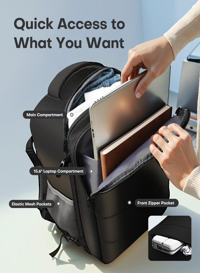 HOTOR Travel Backpack - Flight Approved Travel Bag for Men and Women, Carry on Luggage for 15.6" Laptop and Travel Essentials for Work, Business, Weekender, College 11.8"x7.9"x17.3" (Black) - Image 4