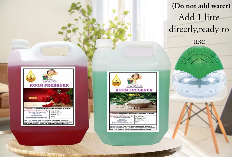swacch Room Freshner For Home Car Wash Room instant Refreshing Fragrance I EcoFriendly Formula I Skin Friendly I Ready to use I Water Based I Rose Mogra 5 Litre Combo Pack of 2  - Image 2