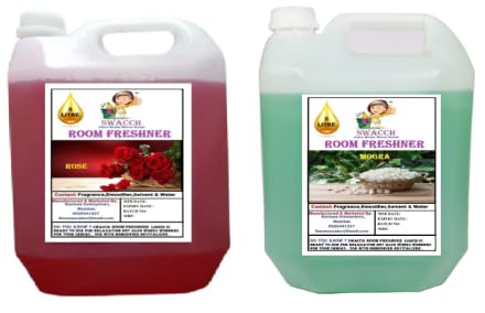 swacch Room Freshner For Home Car Wash Room instant Refreshing Fragrance I EcoFriendly Formula I Skin Friendly I Ready to use I Water Based I Rose Mogra 5 Litre Combo Pack of 2  - Image 1
