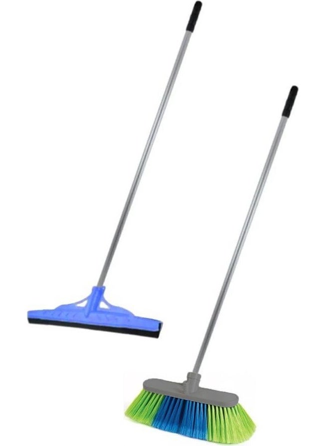 Tiesa Home 2 Piece Metal Handle 40CM Squeegee Mop Car Floor Brush Broom Set  - Image 1