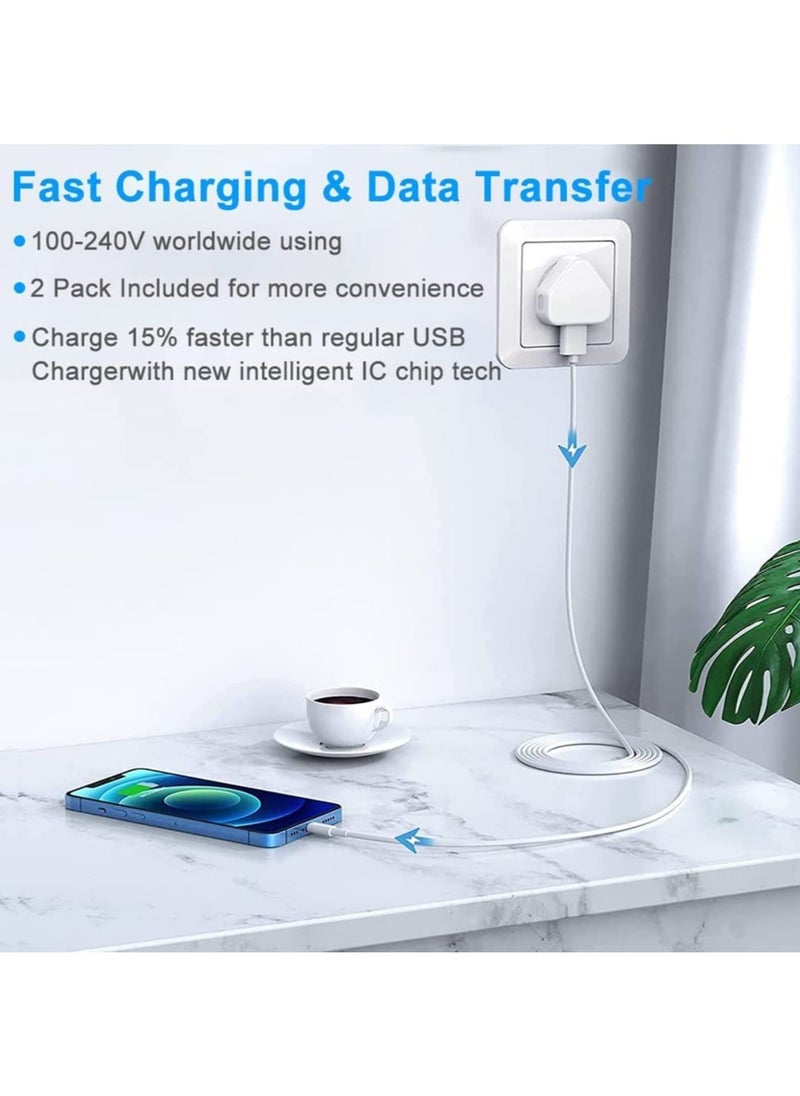 ELTRAZONE - iPhone Charger Plug and Lightning Cable【Apple MFi Certified】2 Pack 3 pin USB Fast Wall Charging Power Adapter with 2 Pack 1M Lightning to USB Fast Charging Cord for iPhone 14/13/12/11/XS - Image 1