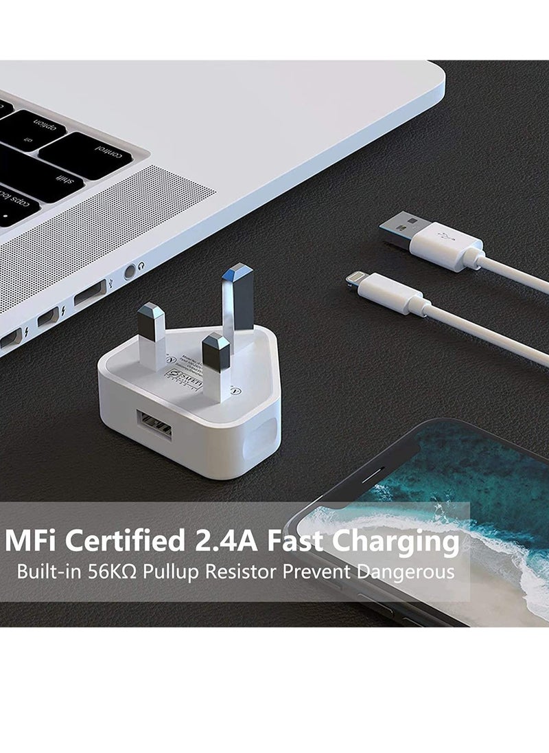 ELTRAZONE - iPhone Charger Plug and Lightning Cable【Apple MFi Certified】2 Pack 3 pin USB Fast Wall Charging Power Adapter with 2 Pack 1M Lightning to USB Fast Charging Cord for iPhone 14/13/12/11/XS - Image 1