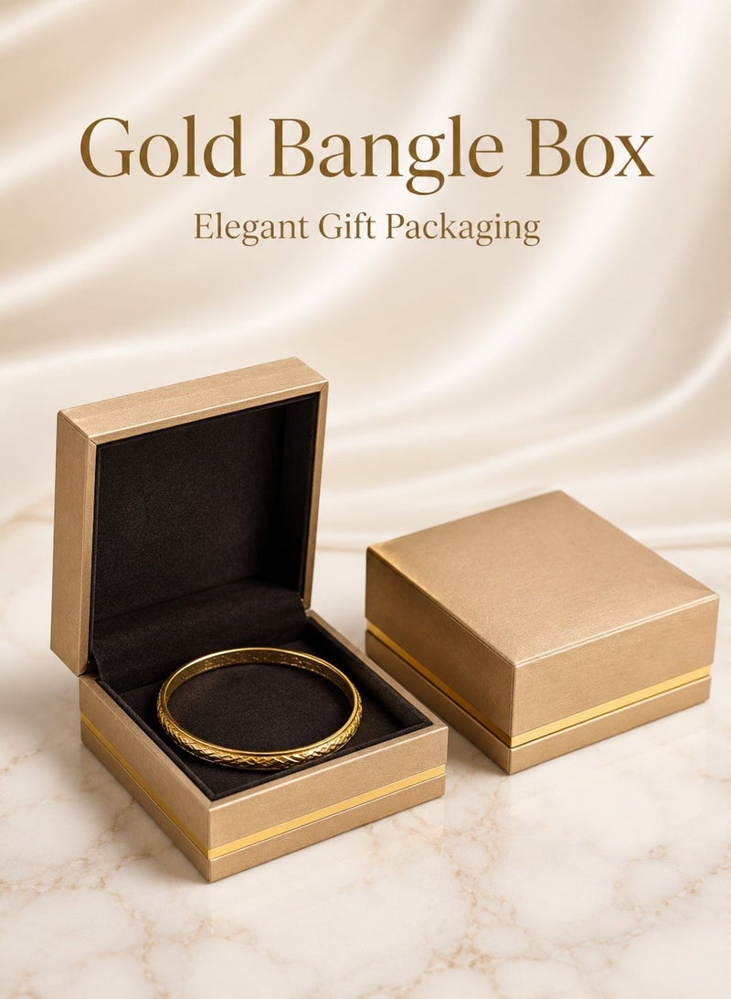 Rich Life Luxury Bangle Box with Gold Accent, Premium Textured Jewelry Storage Box for Bangles Bracelets Watches, Soft Interior, Available in Black Gold Grey - Image 1