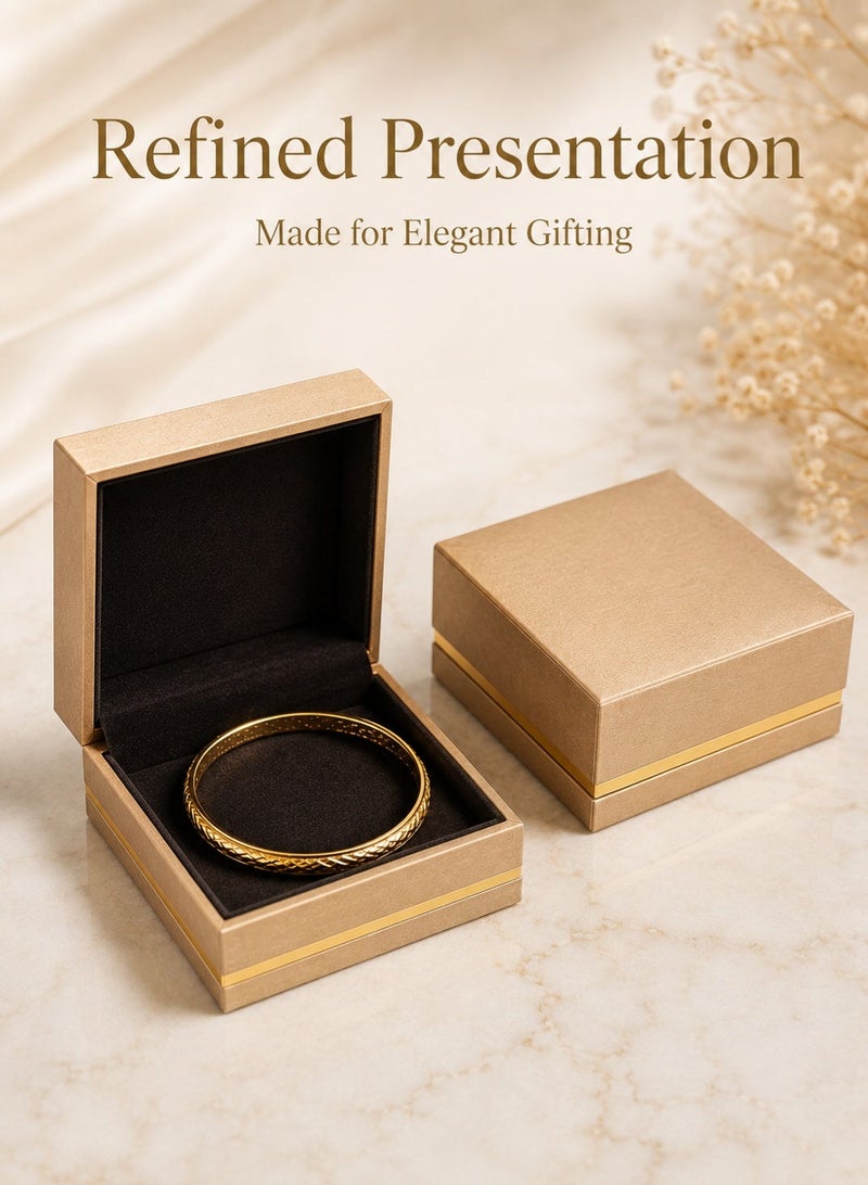 Rich Life Luxury Bangle Box with Gold Accent, Premium Textured Jewelry Storage Box for Bangles Bracelets Watches, Soft Interior, Available in Black Gold Grey - Image 3