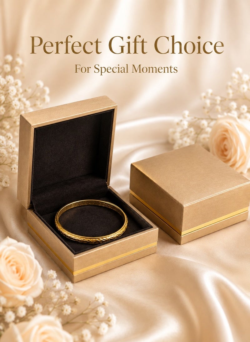 Rich Life Luxury Bangle Box with Gold Accent, Premium Textured Jewelry Storage Box for Bangles Bracelets Watches, Soft Interior, Available in Black Gold Grey - Image 2
