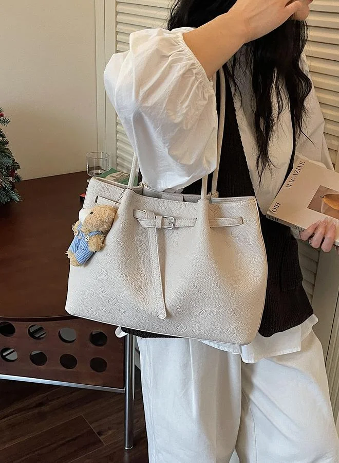 تايك تو White Shoulder Bag with Pendant Charm