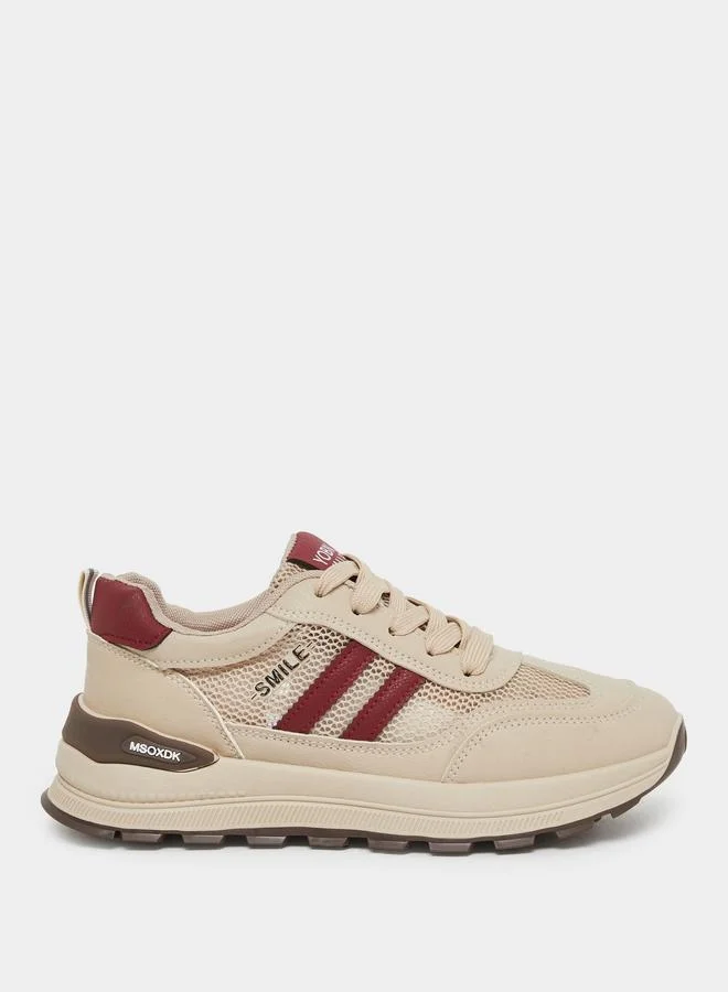 Styli Styli Striped Mesh Insert Lace Up Sneakers