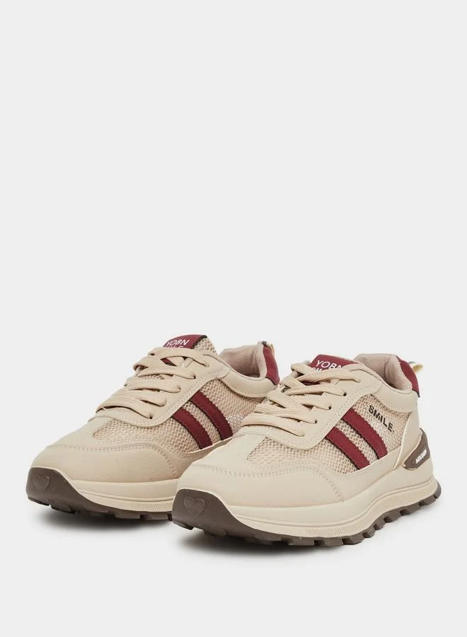 Styli Styli Striped Mesh Insert Lace Up Sneakers