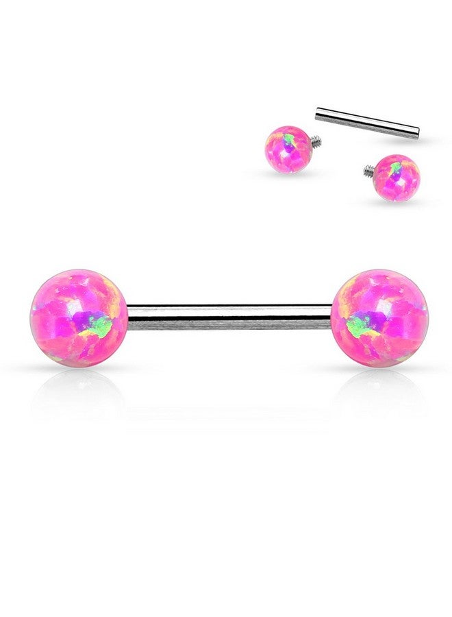 Dynamique 14G Internally Threaded Opal Balls 316L Stainless Steel Nipple Bar (Pair) - Image 2