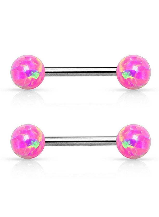 Dynamique 14G Internally Threaded Opal Balls 316L Stainless Steel Nipple Bar (Pair) - Image 1