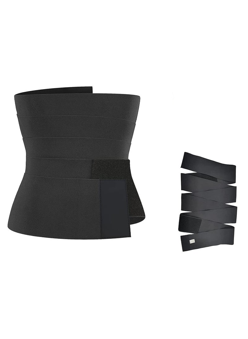 لفائف الضمادة، حزام دعم أسفل الظهر، شريط تدريب الخصر غير المرئي، حزام لف البطن للسيدات، دعامات ظهر مريحة قابلة للتعديل لتخفيف آلام أسفل الظهر (أسود) - Image 1