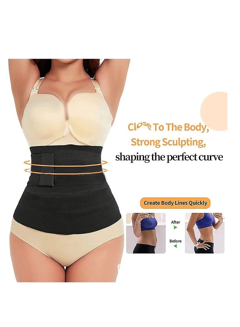 لفائف الضمادة، حزام دعم أسفل الظهر، شريط تدريب الخصر غير المرئي، حزام لف البطن للسيدات، دعامات ظهر مريحة قابلة للتعديل لتخفيف آلام أسفل الظهر (أسود) - Image 2