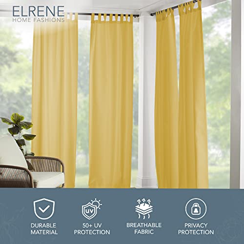 Elrene Home Fashions Matine Weatherproof Tab-Top Indoor/Outdoor Solid Color Curtain Panel for Porch, Pergola, Patio, Deck, 52”W x 95”L, Yellow - Image 2