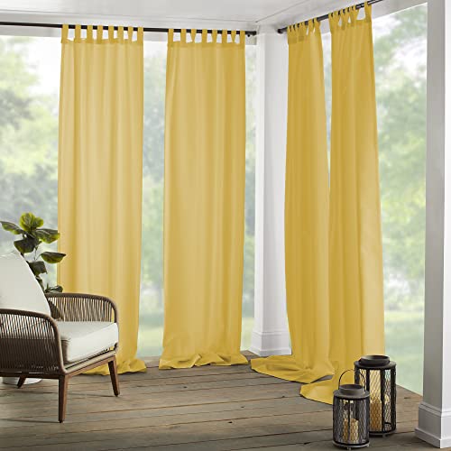 Elrene Home Fashions Matine Weatherproof Tab-Top Indoor/Outdoor Solid Color Curtain Panel for Porch, Pergola, Patio, Deck, 52”W x 95”L, Yellow - Image 1