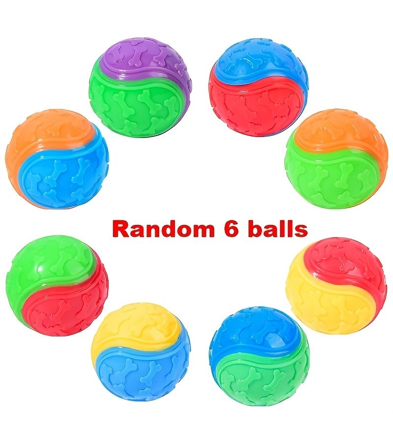 3pcs Random Colors Squeaky Dog Toy Balls Dual Color Geometric Design Durable TPR for Medium Breeds - Image 1