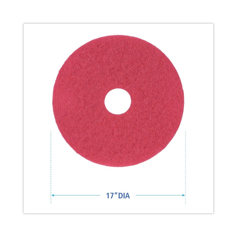 boardwalk Buffing Floor Pads, 17" Diameter, Red, 5/Carton - Image 2