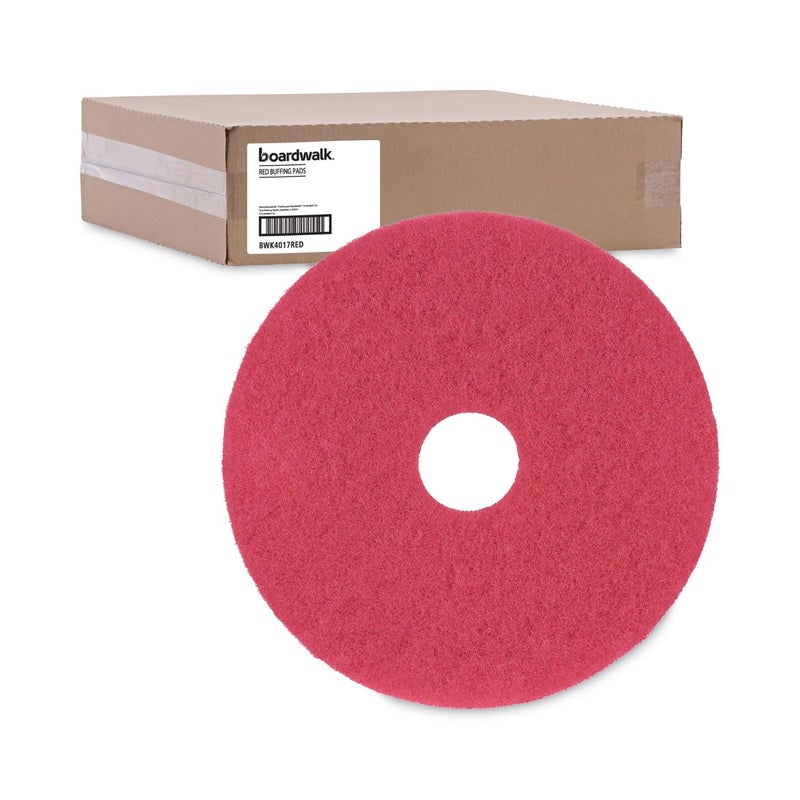boardwalk Buffing Floor Pads, 17" Diameter, Red, 5/Carton - Image 5