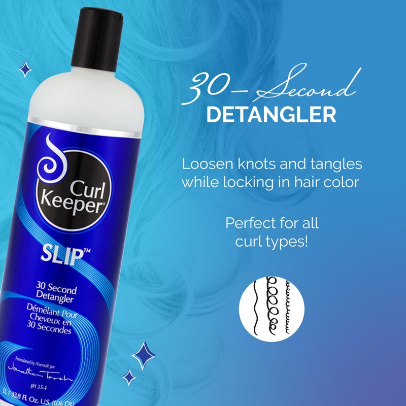 Curl Keeper Slip Hair Detangler Spray for Curly Hair, 33.8 Fl Oz - Leave In Conditioner Spray for Men, Women & Kids - Water-Based Detangling Spray Loosens Knots & Tangles with Aloe Vera & Silk Protein - Image 2