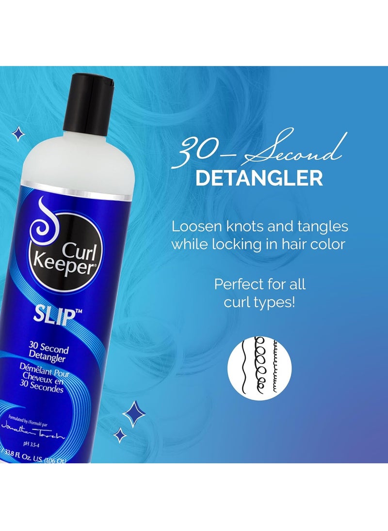 Curl Keeper - Curl Keeper Slip Hair Detangler Spray for Curly Hair, 33.8 Fl Oz - Leave In Conditioner Spray for Men, Women & Kids - Water-Based Detangling Spray Loosens Knots & Tangles with Aloe Vera & Silk Protein - Image 1