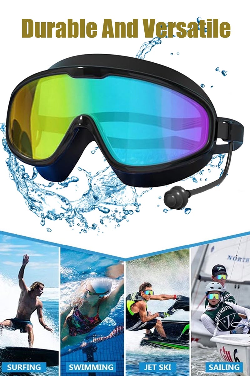 هيروكس نظارات سباحة مضادة للضباب نظارات سباحة عالية الدقة بإطار كبير، مقاومة للماء والضباب، مناسبة للبالغين، مناسبة للرجال، مقاس W - Image 2