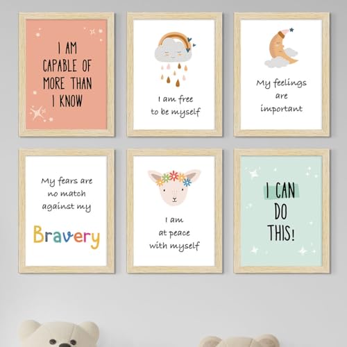 ArtX Paper Motivational Quotes Wall Paintings For Kids Room, Wall Frame, Decoration, A4 Size, Multicolor, Synthetic Wood, Set Of 6 - Image 1