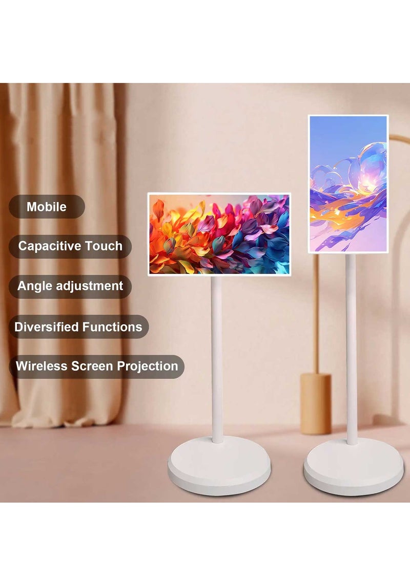 Generic - 21.5 Inch Portable Smart Monitor, 1080 x 1920 IPS Swivel Screen, Portable Touch Screen, Wireless on Wheels, Built-in 7800mAh Battery, for Watching TV, Video Streaming, Live Streaming - Image 1
