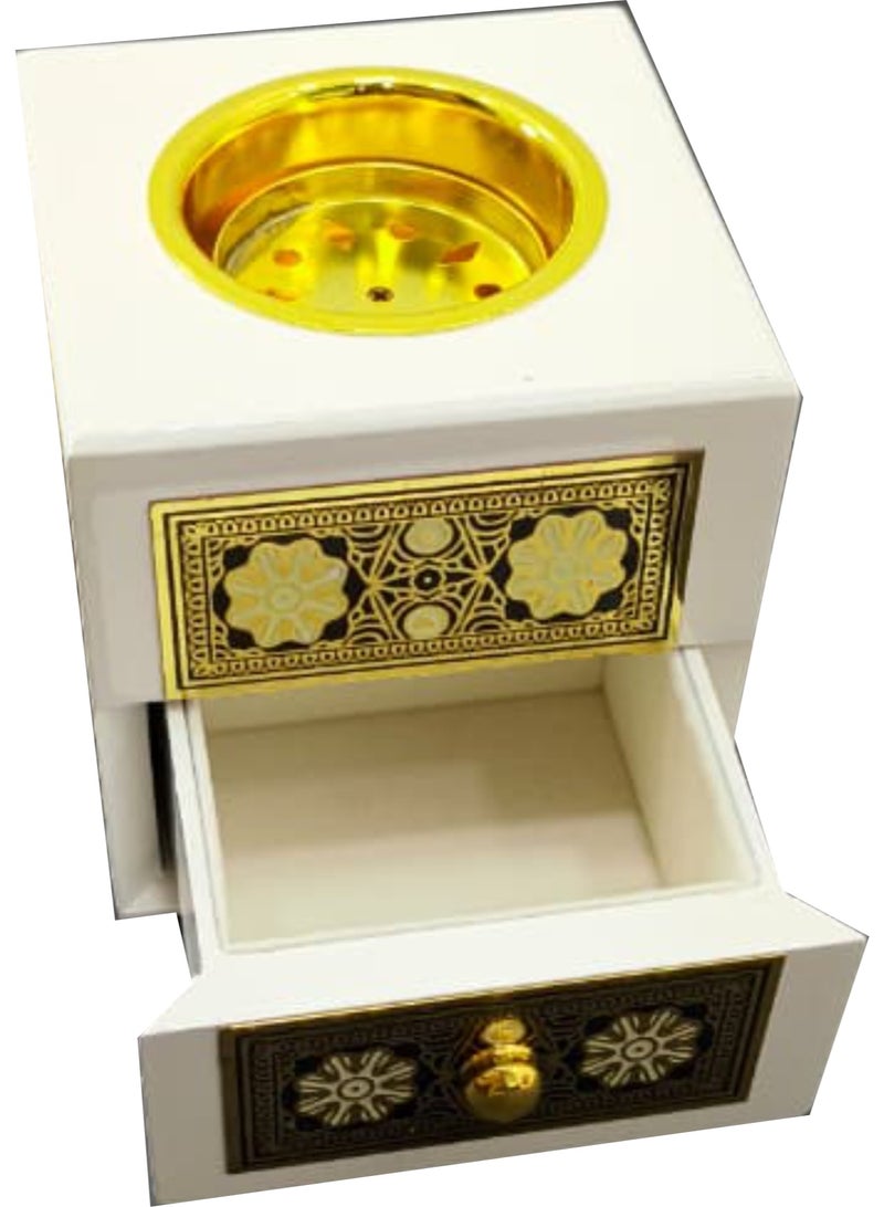 حامل مبخرة خشبي من الراتنج - أبيض - Image 3