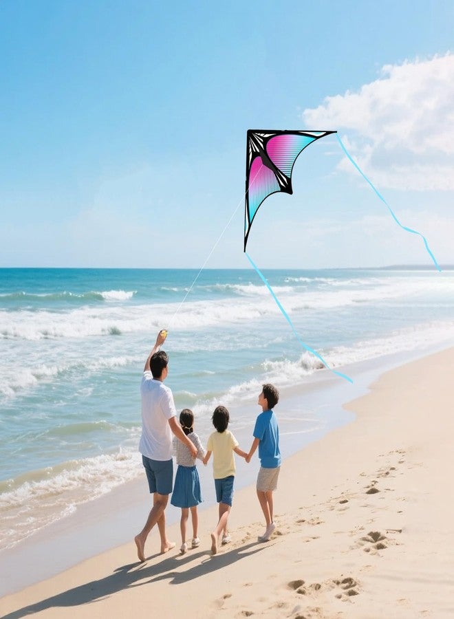 Flying Hoofer 3 Pack Kite Set for Kids & Adults, Easy to Fly Kites for Beginners, Large Butterfly Delta Octopus Kite for Beach&Park&Outdoor Activities, Perfect for Family Outing(Blue&Rainbow&Blue) - Image 5