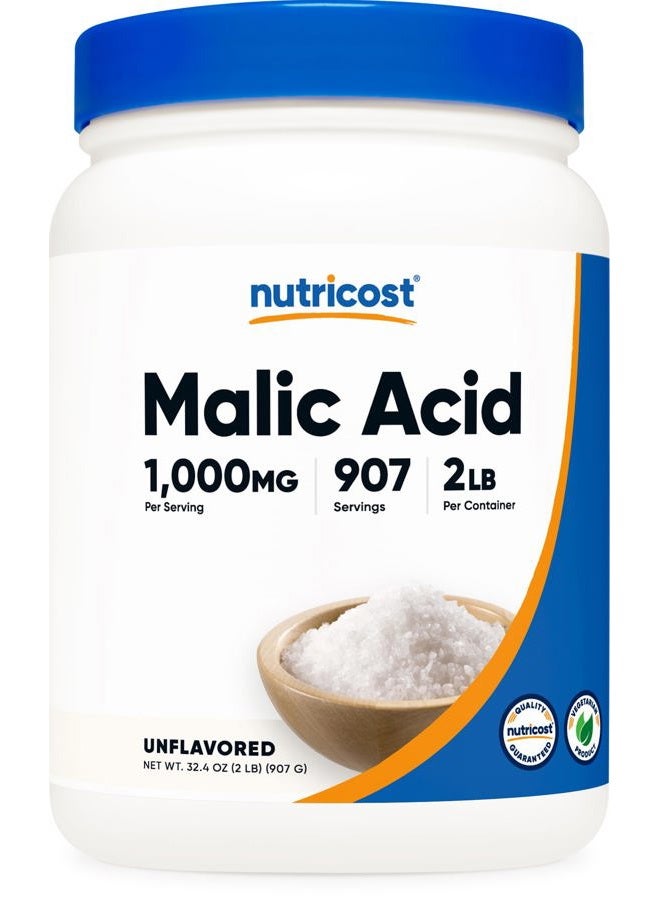 Nutricost Malic Acid Powder 2 LBS - Gluten Free, Non-GMO - Image 1